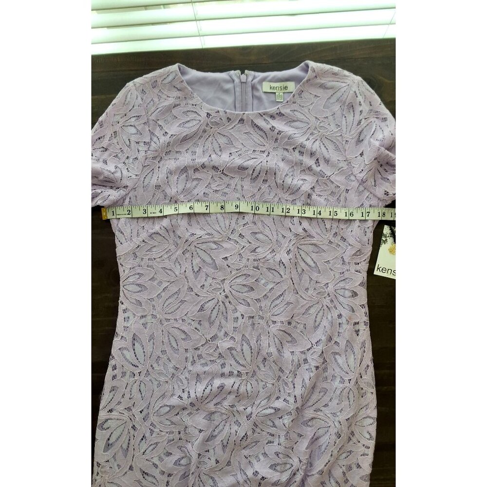 Kensie Womens 8 Lavender Corded Lace Shift Dress‎ Jewel Neck Eyelash Trim - Picture 8 of 12